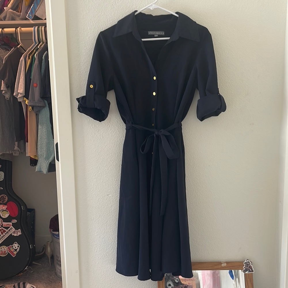 Navy blue Knee Length Sharagano Dress